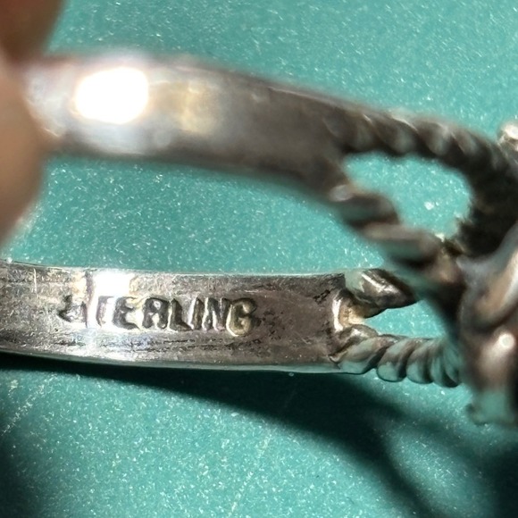 Sterling Silver Rose Flower Ring Twisted Rope Band Vintage - Picture 4 of 5